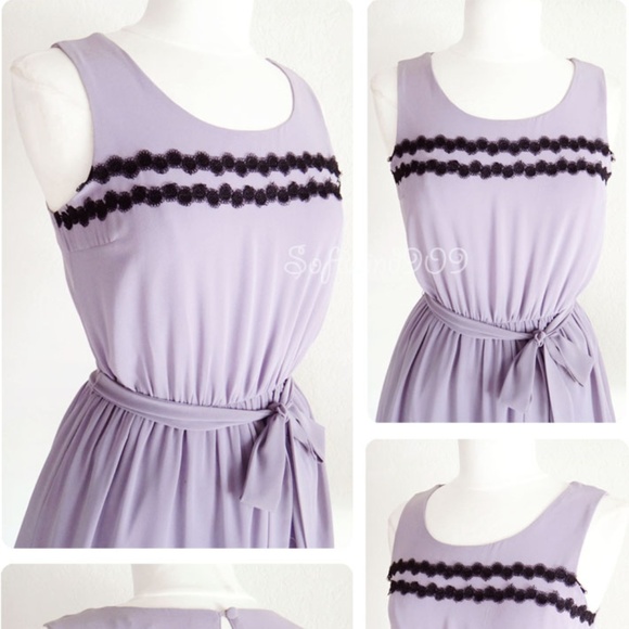 Last☝️ Lavender Lilac Black Lace Fit & Flare Dress - Picture 5 of 8